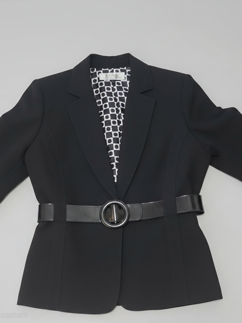 Tahari Black Tailored Blazer with Round Buckle Belt